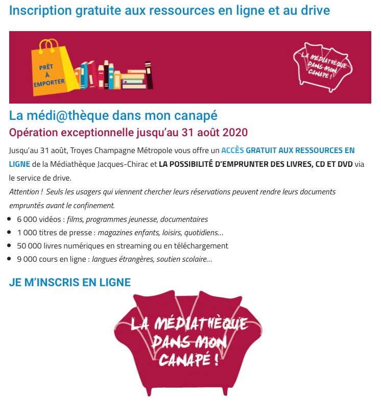 Operation Canapé Accès ressources médiathèque de Troyes